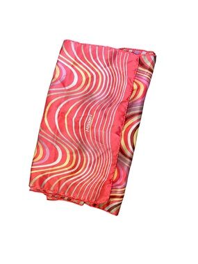Missoni Coral Pink Wave-Print Silk Scarf